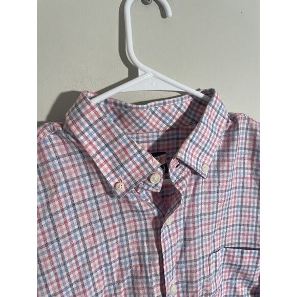 Mens Johnnie-O Hangin' Out Large Long Sleeve Plaid Shirt Button Down Pink Blue - Picture 2 of 7